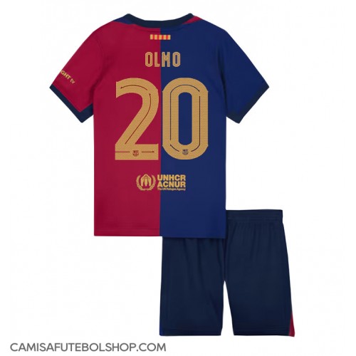 Camisa de time de futebol Barcelona Dani Olmo #20 Replicas 1º Equipamento Infantil 2024-25 Manga Curta (+ Calças curtas)